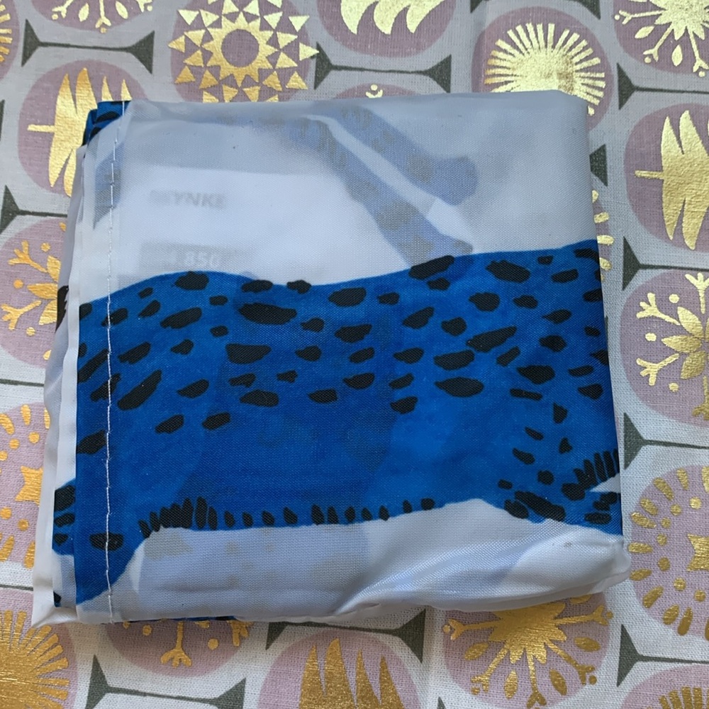 😸IKEA NWT SKYNKE Crazy Blue Cat reusable tote swirling blue felines Warhol-style - Picture 7 of 15